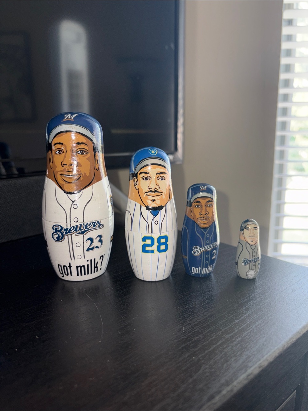 From 2007 Weeks, Fielder, Hall, and Hardy Nesting Dolls -Milwaukee Brewers Style